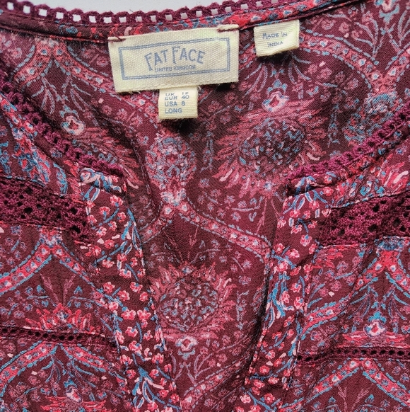 Fat Face Tie dress knee-length boho floral long-sleeved ruffles Crochet. - Picture 11 of 17